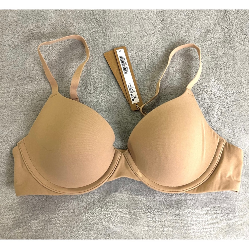 SKIMS 34A Fits Everybody T-Shirt Bra Clay Tan Underwire Padded BA-DEM-9221 NEW